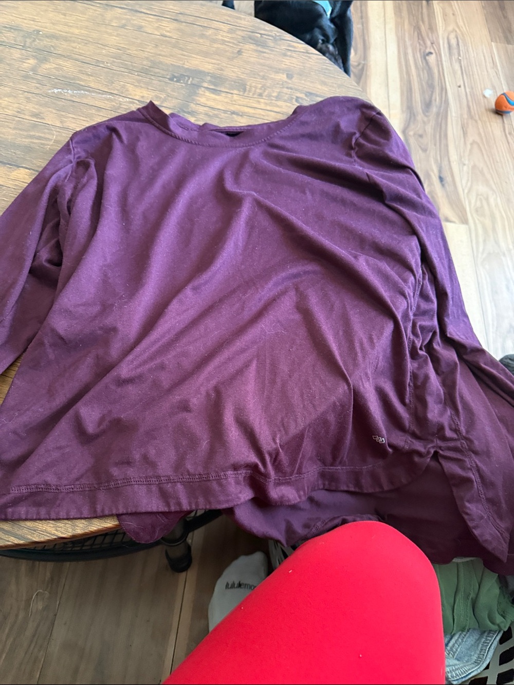 Long Sleeve Crewneck Top in Deep Plum